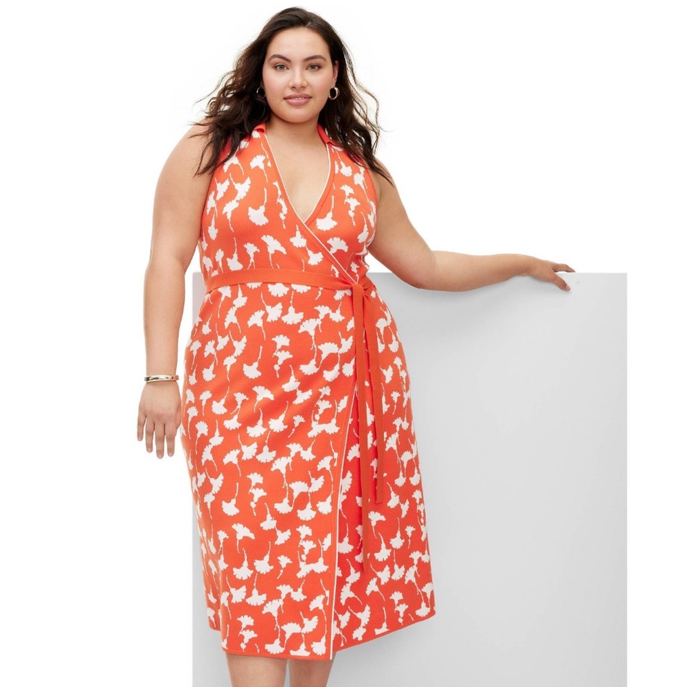 Diane Von Furstenberg Ginkgo Sweaterknit Midi Wrap Dress